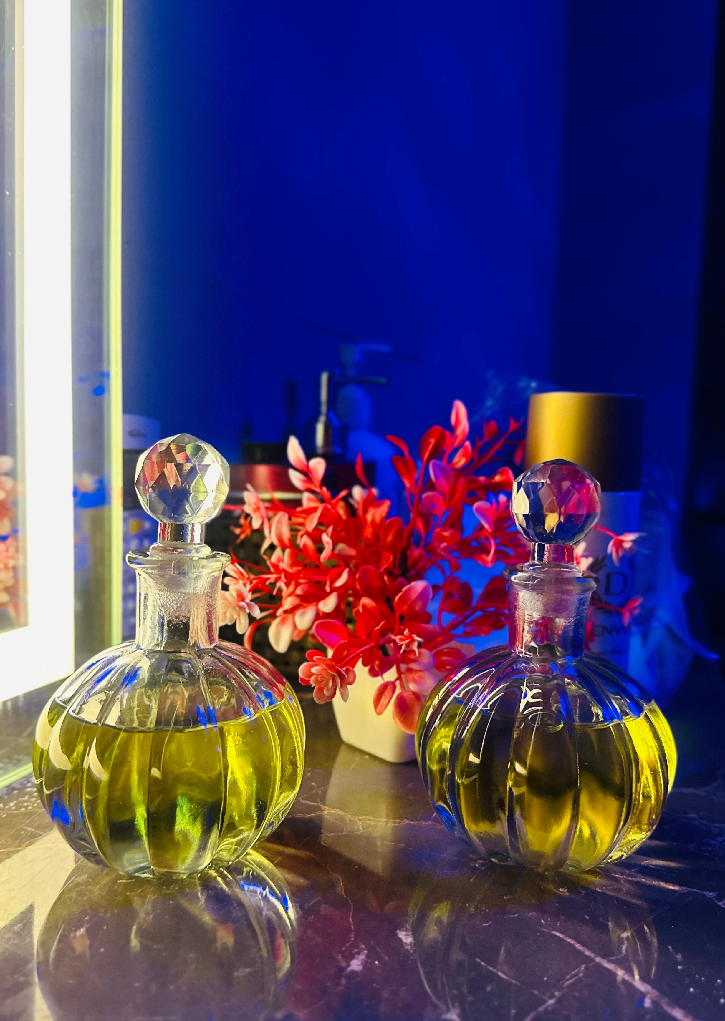 Spa candles and stones relaxation setup